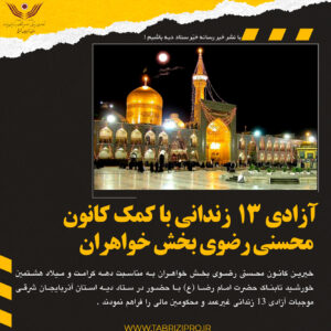 آزادی ۱۳ زندانی غیرعمد با عشق به امام رضا (ع) و همت خیرین تبریزی